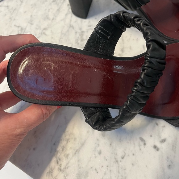 Staud Frankie Ruched High Block Heel Sandals Sz 9 - Picture 3 of 7